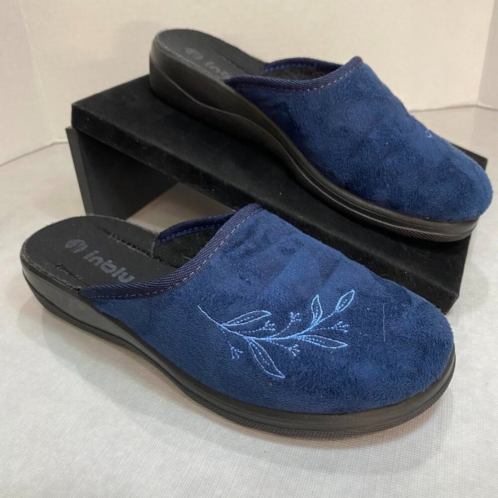 Inblu Textile Embroidered Mule House Slippers Blue Women’s EU 36 Indoor Comfort